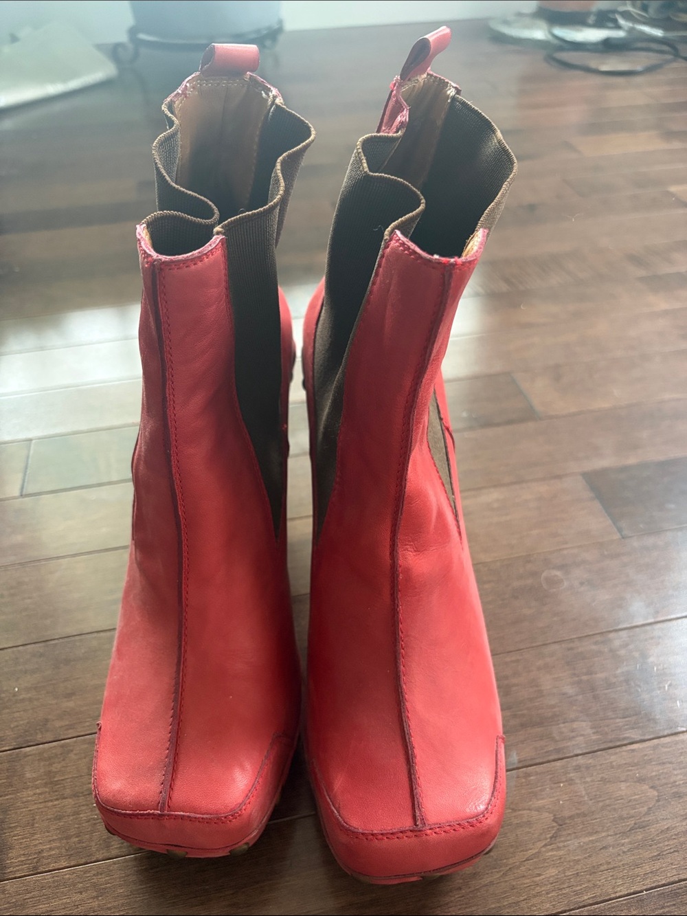 John Fluevog Certitude Women’s Red Leather Ankle Boots